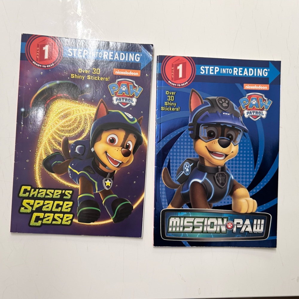 Paw Patrol Step Into Reading Books Set of 2 Chase Space Case & Mission Paw